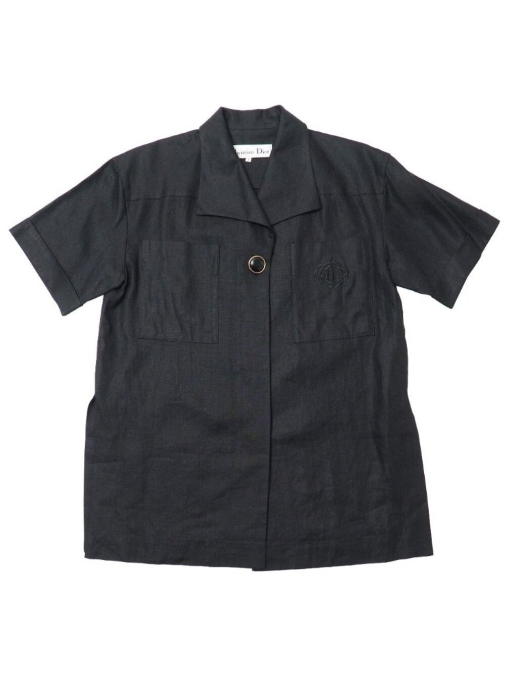 Dior Vintage Short Sleeve Shirt 9 All Linen Jacket Embroidery